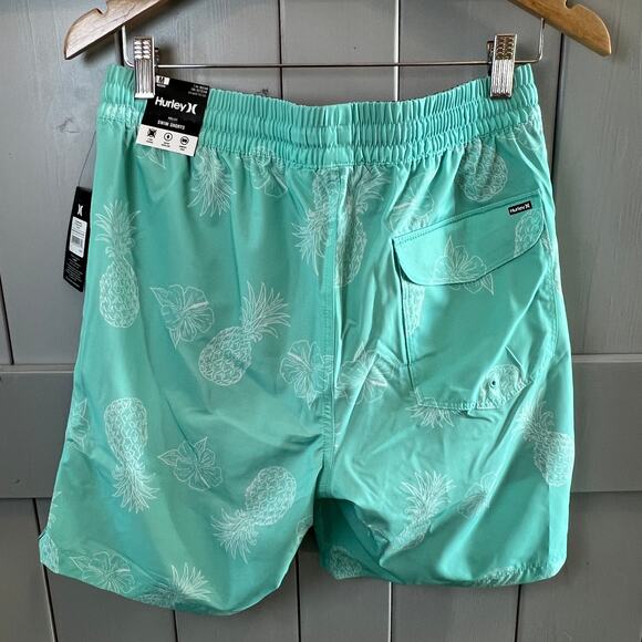 Men's Hurley Pineapple Swim Volley Short Tropical Design Mint Green Size M NEW - Picture 6 of 6